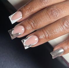 Short Chrome Nails Designs, Textured Nails, College Nails, Acrylic Toe Nails, Long Acrylic Nail Designs, French Manicure Nails, Fancy Nails Designs