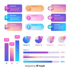 a set of colorful info graphics with different shapes and sizes