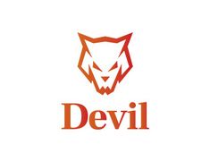 the logo for devil is shown in red and orange on a white background with an animal's head