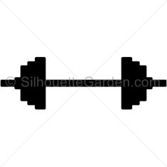 a black and white silhouette of a barbell