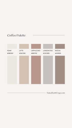 the coffee palette is shown in shades of brown, beige and white with text below