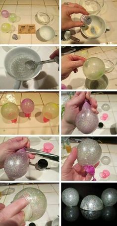 the process of making glitter eggs for easter