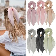 Women Scrunchies Hair Band Hair Scrunchies Long Hair Ribbon for Women Ponytail Sweet Elastic Hair Ponytail Scarf, Hair Bands Diy, Scrunchie Ponytail, Diy Hair Scrunchies, Chiffon Bow, Scrunchies Diy, Rope Hair, Rope Ring, Tie For Women