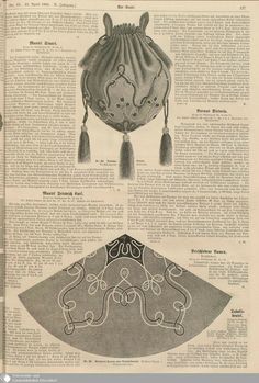 an old book page with pictures of hats and tassels