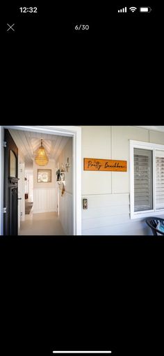 two pictures of the inside of a house, one with shutters open and another with blinds closed