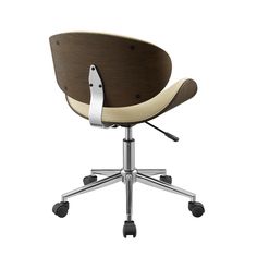 an office chair with wheels on the back and seat upholstered to it's base