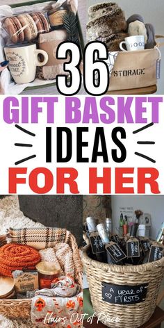 gift basket ideas for her with text overlay