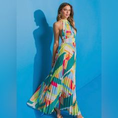 Nwt Women’s Flying Tomato Abstract Pleated Multi-Colored Maxi Dress With Halter Neck. Woven Pleated Maxi Dress Featuring Halter Neckline With Back Tie, Center Cut Out And Bare Back Details Self : 100% Polyester Lining : 100% Polyester Multicolor Pleated Maxi Dress For Vacation, Multicolor Pleated Maxi Dress For Summer, Fitted Pleated Maxi Dress For Vacation, Multicolor Pleated Beach Dress, Multicolor Pleated Dress For Beach, Multicolor Pleated Dresses For The Beach, Pleated Multicolor Beach Dresses, Multicolor Pleated Vacation Dress, Multicolor Pleated Dress For Garden Party