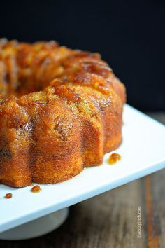 a bundt cake sitting on top of a white plate