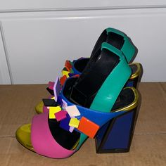 Multi Color Open Toe Heels- Us Size 8 Katmaconie Shoes, Kat Maconie Shoes, Kat Maconie, Sandal Heels, Shoes Women Heels, Open Toe, Sandals Heels, Shoes Heels, Multi Color