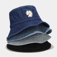 Stay Stylish Under the Sun Elevate your summer style with our Daisy Embroidery Bucket Hat! Crafted from high-quality cotton and featuring charming daisy embroidery, this hat is the perfect blend of fashion and functionality. Product Features Material: Cotton Head Circumference: 55-58 cm Colors: Black, White Unisex Design Embroidered Daisy Detailing Wide Brim for Sun Protection Product Benefits Keeps you cool and stylish on hot summer days Provides excellent sun protection for your face and neck Daisy Hat, Bucket Hat Style, Daisy Embroidery, Denim Bucket Hat, Summer Denim, Denim Hat, Flats Patterns, Fisherman Hat, Washed Denim