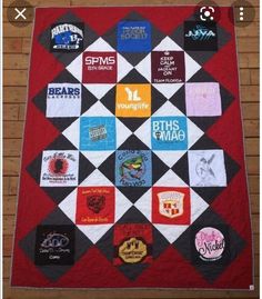 a quilt with many different patches on it