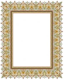 an ornate frame with gold trimmings and flowers on the border is shown in this image