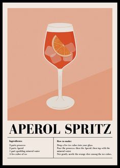 an advertisement for aperol spritz with a wine glass filled with orange slices