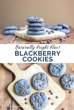 blueberry cookies stacked on top of each other