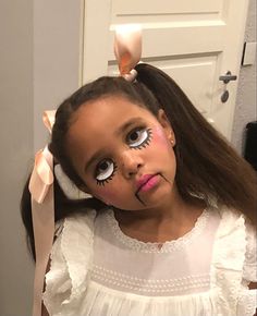 Scary Doll Makeup For Kids, Creepy Doll Costume Diy, Creepy Dolls Costume, Doll Makeup Scary, Scary Doll Halloween Costumes, Anabelle Makeup Halloween, Creepy Doll Makeup Easy, Doll Make Up Look