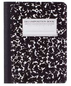 a black and white book with the title'decompositionion book'on it