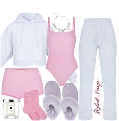 Pink Polyvore Outfits, Polyvore Outfits Casual, Casual Winter Fits, Sleep Fits, Pink Polyvore, Pink Pilates, Lounge Outfit