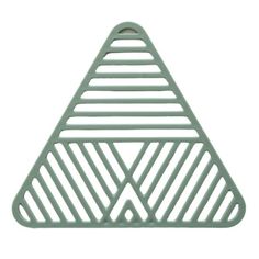 a green triangle shaped object on a white background