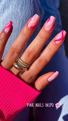 Pink Summer Nails, Cute Pink Nails, Hot Pink Nails, Vibrant Nails, Summer Acrylic Nails, Easter Nails, Short Acrylic