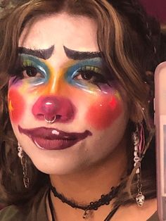 Clown Faces Makeup, Halloween Special Effects Makeup, Colorful Clown Makeup Halloween, Bad Clown Makeup, Fantasy Halloween Makeup, Demon Clown Makeup, Love Clown Makeup, Tiktok Clown Makeup, Clowncore Makeup Aesthetic