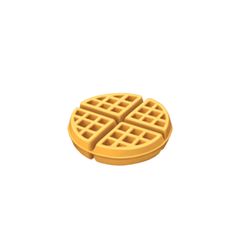 a yellow waffle with four holes in the middle