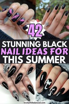 best black summer nails 2024, summer black nail designs, summer black nail ideas, dark summer nails Cute Summer Nails