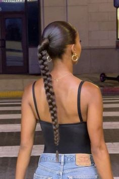 #pinterest #pinterestgirl #aesthetic #instagram #love #photography #pinterestpic #pinterestinspired #fashion #inspiration #style #design Sleek Hairstyles Prom, Long Single Braid Ponytail, Long Slick Back Braided Ponytail, Slicked Back Braid, Slick Prom Hairstyles, Slicked Back Braided Ponytail, Slicked Back Ponytail Braid, Slick Back Braided Ponytail, Slick Back Braid