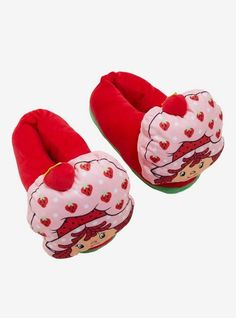 Strawberry Shortcake Plush Slippers | Hot Topic Strawberry Shortcake Shoes, Hot Topic Aesthetic, Silly Shoes, Hot Topic Shoes, Dory Finding Nemo, Shoes Anime, Exploding Kittens, Bday Gifts, Bee And Puppycat