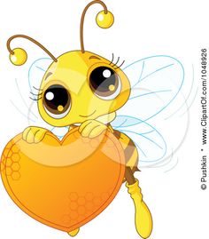 a cute little bee holding a big heart