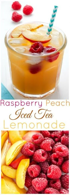 raspberry peach iced tea with lemonade