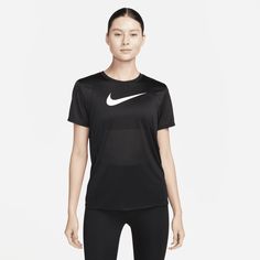 Train in comfort in this lightweight, easy-fitting tee. Nike Dri-FIT technology moves sweat away from your skin for quicker evaporation, helping you stay dry and cool as you work through your reps. Nike Black Go-dry T-shirt, Nike Black Workout T-shirt, Nike Technical Go-dry T-shirt, Nike Stretch Sportswear T-shirt, Nike Moisture-wicking T-shirt For Sports, Nike Sale, Padded Sports Bra, Nike Lebron, Nike Pros