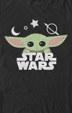 the child yoda star wars t - shirt is shown in black and features an image of