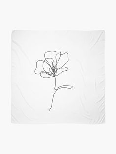 a black and white photo of a single flower on a white background with the outline of a plant