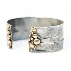 "Gorgeous Statement Cuff Bracelet Hand Made-to-Order just for you! Price of $147 is for any combination of metals. Choose Sterling Silver, Bronze, NuGold or Copper. Choose your width: 1/2\", 1\", 1.5\", 2\" Can be made any length from 6\" to 8\" Free Priority Mail Shipping on all orders over $140" Elegant Hand Forged Cuff Bracelet, Gold Sterling Silver Cuff Bracelet, Unique Gold Sterling Silver Cuff Bracelet, Gold Sterling Silver Cuff Jewelry, Unique Cuff Bracelet For Anniversary, Unique Bangle Cuff Bracelet For Anniversary, Unique Anniversary Bangle Cuff Bracelet, Unique Metal Wide Band Cuff Bracelet, Handmade Metal Cuff Bracelet For Anniversary