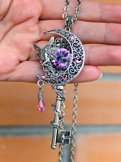 Fantasy Key, Pink Key, Vintage Jewlery, Trendy Jewerly, Fairy Jewelry, Magical Jewelry, Key Necklace