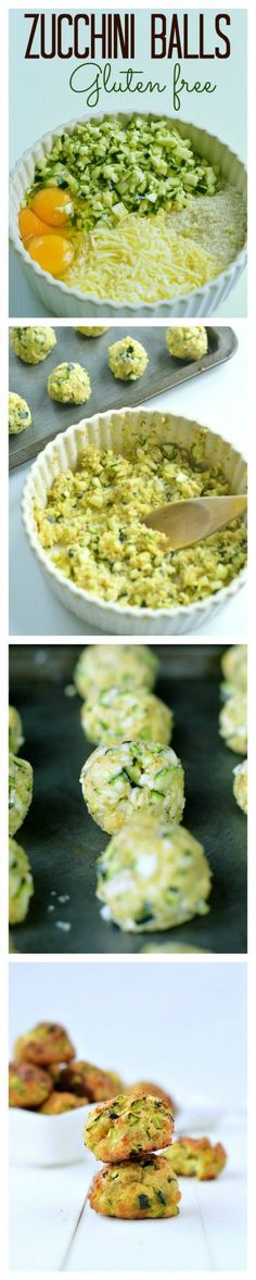 zucchini balls are being cooked in an oven and placed on top of each other