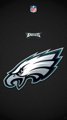 the philadelphia eagles logo is shown on a black wallpaper with white and blue accents