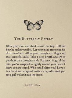 the butterfly effect poem written in black ink