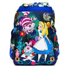 WondaPop Disney Nylon Backpacks are known for their whimsical Disney prints and designs. This beautiful, colorful backpack features bright lifelikeimages of Alice in Wonderlandincluding appearances from the Mad Hatter, the Cheshire Cat and the White Rabbit. The bag hasfabric straps for putting pins on. Disney Prints, Notebook Sleeve, The Cheshire Cat, Design Backpack, Backpack For School, Disney Alice In Wonderland, The White Rabbit, Colorful Backpacks, The Mad Hatter