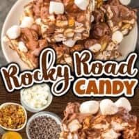 the rocky road candy cookbook is on display