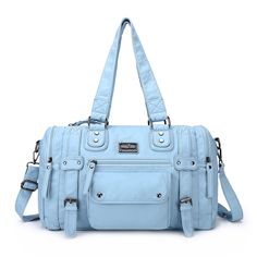 PRICES MAY VARY. 💯[Material]-This stylish multi pocket satchel handbag is made from high-quality eco-friendly vegan leather which is washed with a special technique to make it ultra-soft, durable, and easy to clean. Just wipe with a damp cloth to keep this bag looking new. It has a classic silver hardware and top zipper closure that makes it easy to grab things inside your bag. 🎀[Dimension]-The size of our Hobo bags are 16.1"x4.3"x11.0"(40.6*11*27.9)cm. Removable shoulder strap drops: 23.2" (5 Crossbody Travel Bag, Handbags Hobo, Soft Leather Purse, Blue Tote Bag, Crossbody Bags For Travel, Purses For Women, Blue Tote, Hobo Bags, Hobo Handbags