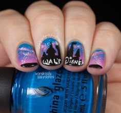 The Digital Dozen does Brands - Day 4: Disney - Wondrously Polished cool nails I want them Castle Nails, Ongles Gel Violet, Disney Nail Art, Ongles Gel French, Disney Nail Designs, Nail Art Disney, Disney Nails, Nail Polish Designs