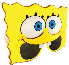 a yellow spongebob with big blue eyes on it's face and mouth