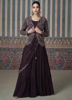 USD $82.36
Design and trend would be at the peak of your beauty when you dresses this purple chinon and silk designer gown. The appealing embroidered, thread and zari work a vital attribute of this dress.
support@sareesaga.com
For Inquriy call or whatsapp  https://wa.me/919510348773
Shop now at www.sareesaga.com Gowns For Indian Wedding, Indian Wedding Guest Dress, Gown With Jacket, Indian Bridesmaid Dresses, Reception Gown, Pleated Gown, Designer Gown