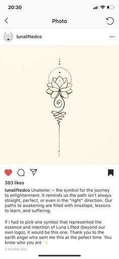 an image of a flower drawn on the back of a cell phone with text above it