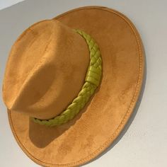 Vegan Suede Stiffened Body Medium - 58 Cm Brim 3” Crown 4” Rancher Crown Braided Trim Inner Elastic Spot/Clean With Cloth Rds112123 Rl60624 Trendy Yellow Hats For Spring, Trendy Yellow Hats For Fall, Trendy Yellow Fall Hat, Trendy Yellow Fall Hats, Yellow Fitted Fedora With Flat Brim, Trendy Yellow Brimmed Hat, Adjustable Yellow Fedora For Spring, Yellow Fedora With Short Brim For Spring, Yellow Brimmed Fedora For Spring