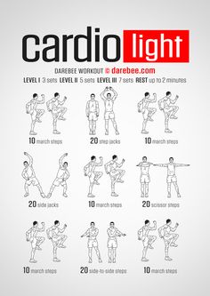 the cardio light workout poster shows how to do it