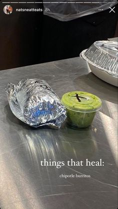 an image of food on the table with words above it that say things that heal