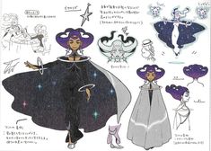 an anime character's costume design for the princess and the frog, with other characters